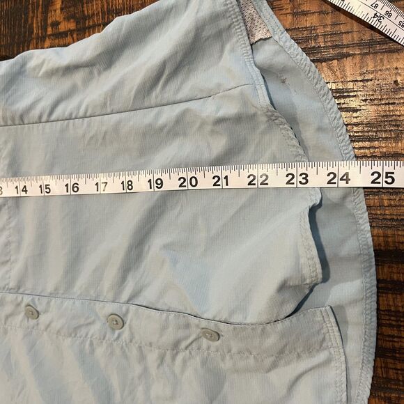 REI Shirt Womens XS Blue UPF 30 Sun Hiking Button Up Roll Tab Nylon Fishing - Picture 7 of 8